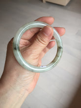 Load image into Gallery viewer, 54mm Certified type A 100% Natural light green dark green floating seaweed round cut Jadeite bangle PC60-6625
