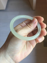 Load image into Gallery viewer, 54mm Certified 100% Natural icy watery light yellow gray crystal sugar (黄冰糖) nephrite jade bangle HN142-3360

