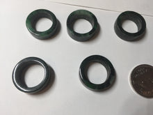 Load image into Gallery viewer, 100% natural type A dark green/sunny green/black jadeite jade band ring PB222
