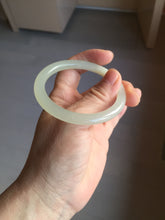 Load image into Gallery viewer, 52.9mm Certified 100% Natural icy white light yellow crystal sugar color(黄冰糖) slim round cut nephrite jade bangle HN45-9177

