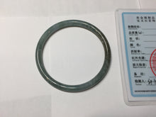 Load image into Gallery viewer, 58.9mm Type A 100% Natural Light Green/Gray/Black/Purple/Brown “Reed Flowers &amp; Snow” Guatemala Slim Round Cut Jadeite Bangle PJ123-1414
