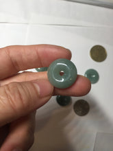 Load image into Gallery viewer, 18.5-21mm Type A 100% Natural oily dark green gray Jadeite Jade Safety Guardian Button donuts couple pendant PC131
