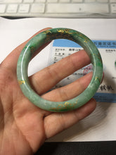Load image into Gallery viewer, 54.8mm certified 100% natural Type A sunny green carved and golden-painted jadeite jade bangle BH134-4662
