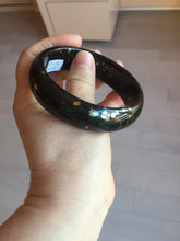 Load image into Gallery viewer, 59mm 100% Natural dark green/black meteorite Stellar Night sky nephrite Jade bangle HF94-1030
