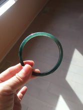 Load image into Gallery viewer, 59.8mm Certified Type A 100% Natural dark green/blue/gray Guatemala slim round cut Jadeite bangle PD174-2486
