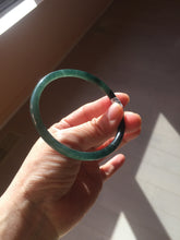 Load image into Gallery viewer, 59.8mm Certified Type A 100% Natural dark green/blue/gray Guatemala slim round cut Jadeite bangle PD174-2486
