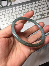 Load image into Gallery viewer, 58.9mm Type A 100% Natural Light Green/Gray/Black/Purple/Brown “Reed Flowers &amp; Snow” Guatemala Slim Round Cut Jadeite Bangle PJ123-1414
