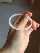 Load image into Gallery viewer, 52.1mm Certified 100% Natural icy white/gray slim round cut nephrite jade bangle HN44-9225
