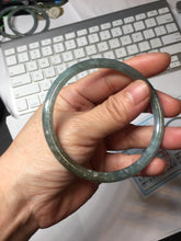 Load image into Gallery viewer, 58.9mm Type A 100% Natural Light Green/Gray/Black/Purple/Brown “Reed Flowers &amp; Snow” Guatemala Slim Round Cut Jadeite Bangle PJ123-1414
