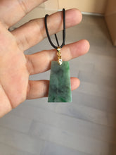 Load image into Gallery viewer, 100% Natural Type A Sunny Green Dark Green Black Gray Misty Mountain Forest Jadeite Jade Safe and Sound Pendant Group BS121
