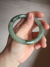 Load image into Gallery viewer, 54.5mm Certified type A 100% Natural light green dark green floating seaweed slim round cut Jadeite bangle PC59-6609
