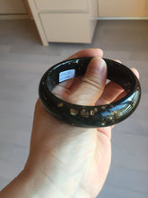 Load image into Gallery viewer, 59mm 100% Natural dark green/black meteorite Stellar Night sky nephrite Jade bangle HF94-1030
