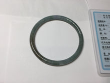 Load image into Gallery viewer, 58.9mm Type A 100% Natural Light Green/Gray/Black/Purple/Brown “Reed Flowers &amp; Snow” Guatemala Slim Round Cut Jadeite Bangle PJ123-1414

