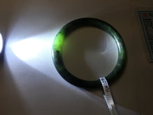 Load image into Gallery viewer, 57.6mm Certified 100% Natural Dark Green/Black Green Ink Painting (绿水墨) Round Cut Nephrite (Wulanhai 乌兰海碧玉) Bangle HN169-7335
