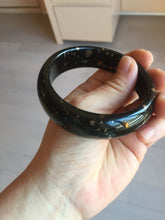 Load image into Gallery viewer, 59mm 100% Natural dark green/black meteorite Stellar Night sky nephrite Jade bangle HF94-1030
