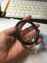 Load image into Gallery viewer, 57.6mm Certified 100% Natural Dark Green/Black Green Ink Painting (绿水墨) Round Cut Nephrite (Wulanhai 乌兰海碧玉) Bangle HN169-7335
