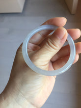 Load image into Gallery viewer, 51mm Certified 100% Natural Icy Pale Smoky Purple (烟紫) Gray Black Round Cut Nephrite Jade Bangle HN140-3371
