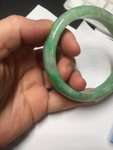 Load image into Gallery viewer, 58mm certified 100% natural Type A sunny green carved and golden-painted jadeite jade bangle BH135-(9896)

