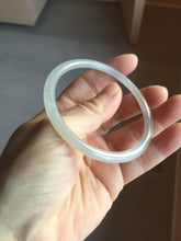 Load image into Gallery viewer, 59mm Certified 100% Natural icy white/gray/pale pink(淡藕粉) slim round cut nephrite jade bangle HN43-9200
