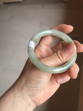 Load image into Gallery viewer, 51.6mm Certified type A 100% Natural light green dark green floating seaweed slim round cut Jadeite bangle PC58-6614
