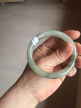 Load image into Gallery viewer, 51.6mm Certified type A 100% Natural light green dark green floating seaweed slim round cut Jadeite bangle PC58-6614
