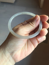 Load image into Gallery viewer, 59mm Certified 100% Natural icy white/gray/pale pink(淡藕粉) slim round cut nephrite jade bangle HN43-9200
