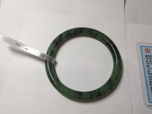 Load image into Gallery viewer, 58.3mm Certified 100% Natural Fresh Young Green/Dark Green/Black Green Ink Painting (绿水墨) Round Cut Nephrite (Wulanhai 乌兰海碧玉) Bangle HN171-7339
