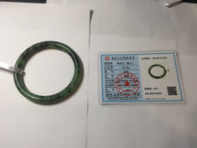 Load image into Gallery viewer, 58.3mm Certified 100% Natural Fresh Young Green/Dark Green/Black Green Ink Painting (绿水墨) Round Cut Nephrite (Wulanhai 乌兰海碧玉) Bangle HN171-7339
