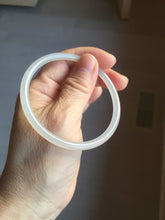 Load image into Gallery viewer, 57.8mm Certified 100% Natural icy white/gray/pale pink(淡藕粉) slim round cut nephrite jade bangle HN42-9074
