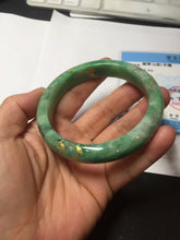 Load image into Gallery viewer, 58mm certified 100% natural Type A sunny green carved and golden-painted jadeite jade bangle BH136-9892
