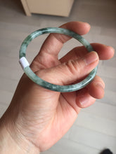 Load image into Gallery viewer, 57.8mm Certified type A 100% Natural light green with green floating flowers round cut Jadeite bangle J129-3397
