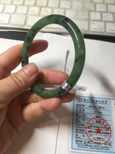 Load image into Gallery viewer, 58.3mm Certified 100% Natural Fresh Young Green/Dark Green/Black Green Ink Painting (绿水墨) Round Cut Nephrite (Wulanhai 乌兰海碧玉) Bangle HN171-7339
