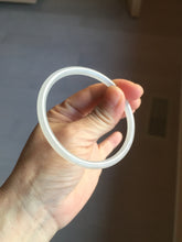Load image into Gallery viewer, 57.8mm Certified 100% Natural icy white/gray/pale pink(淡藕粉) slim round cut nephrite jade bangle HN42-9074
