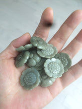 Load image into Gallery viewer, 23.3-28mm 100% natural light green/yellow/gray carved sunflower jadeite jade beads (supplies, add-on items) AY42
