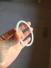 Load image into Gallery viewer, 57.8mm Certified 100% Natural icy white/gray/pale pink(淡藕粉) slim round cut nephrite jade bangle HN42-9074
