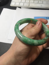 Load image into Gallery viewer, 58mm certified 100% natural Type A sunny green carved and golden-painted jadeite jade bangle BH136-9892
