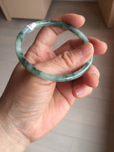 Load image into Gallery viewer, 57.8mm Certified type A 100% Natural light green with green floating flowers round cut Jadeite bangle J129-3397
