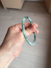 Load image into Gallery viewer, 57.8mm Certified type A 100% Natural light green with green floating flowers round cut Jadeite bangle J129-3397

