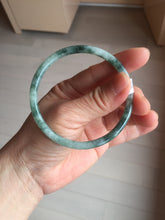 Load image into Gallery viewer, 57.8mm Certified type A 100% Natural light green with green floating flowers round cut Jadeite bangle J129-3397
