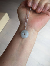 Load image into Gallery viewer, 16.2-18.8mm Type A 100% Natural icy watery light green white Jadeite Jade Safety Guardian Button donuts couple pendant PC132
