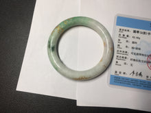 Load image into Gallery viewer, 55.5mm certified 100% natural Type A sunny green purple white carved and golden-painted chubby round cut jadeite jade bangle BH137-4720

