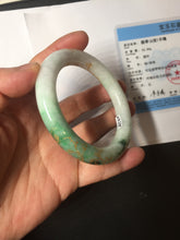 Load image into Gallery viewer, 55.5mm certified 100% natural Type A sunny green purple white carved and golden-painted chubby round cut jadeite jade bangle BH137-4720
