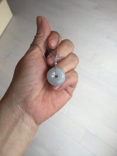 Load image into Gallery viewer, 16.2-18.8mm Type A 100% Natural icy watery light green white Jadeite Jade Safety Guardian Button donuts couple pendant PC132
