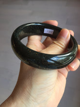 Load image into Gallery viewer, 60mm 100% Natural dark green/black meteorite Stellar Night sky broad style nephrite Jade bangle HF115-1247
