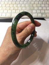 Load image into Gallery viewer, 58.3mm Certified 100% Natural Fresh Young Green/Dark Green/Black Green Ink Painting (绿水墨) Round Cut Nephrite (Wulanhai 乌兰海碧玉) Bangle HN171-7339
