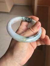 Load image into Gallery viewer, 58mm 100% Natural type A green purple white carved flowers and golden-painted round cut Jadeite Jade bangle PJ64
