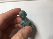 Load image into Gallery viewer, 100% Natural green/blue/gray/black Guatemala jadeite Jade little monkey with ingot desk decor/worry stone PF5
