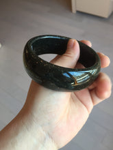 Load image into Gallery viewer, 61mm 100% Natural dark green/black meteorite Stellar Night sky broad style nephrite Jade bangle HF92-1032
