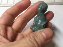 Load image into Gallery viewer, 100% Natural green/blue/gray/black Guatemala jadeite Jade little monkey with ingot desk decor/worry stone PF5
