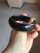 Load image into Gallery viewer, 58mm 100% Natural dark green/black meteorite Stellar Night sky broad style nephrite Jade bangle HF116-1263
